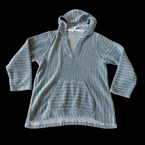 Faherty Whitewater Seabrook Poncho Pullover Sweater Hoodie Blue White Used